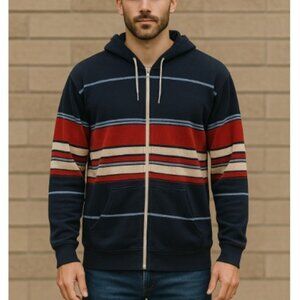 Evolution US 72 Striped Full Zip Hoodie Jacket Vintage Mens Size 2XL